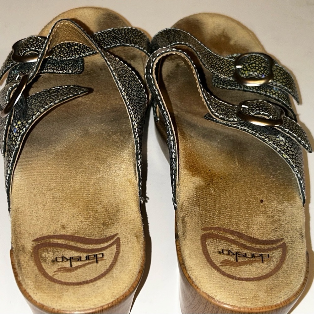 Dansko Sophie Iridescent Clog Leather Strap Sandals Buckle Size 38 EU / 7 7.5 US - Picture 7 of 11